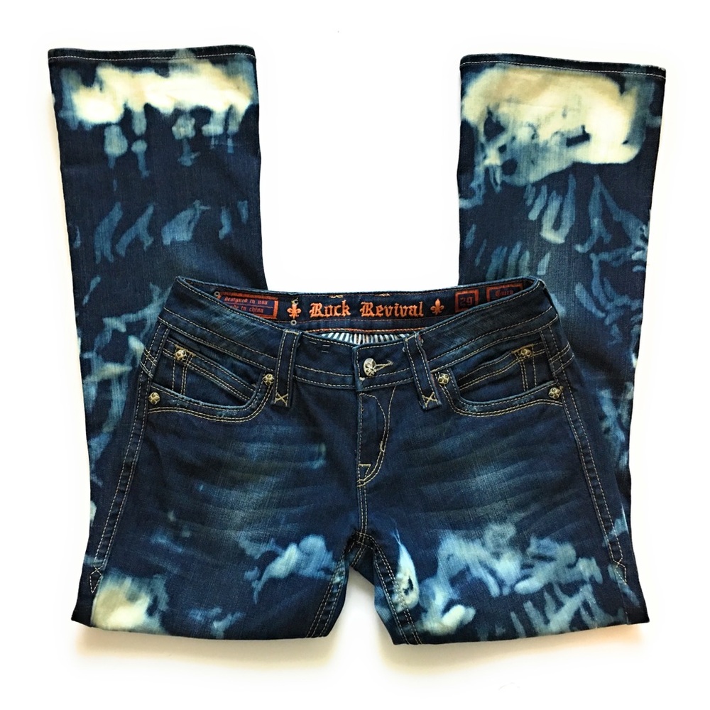 Rock revival jeans, Sz 29, Snagz custom bleach